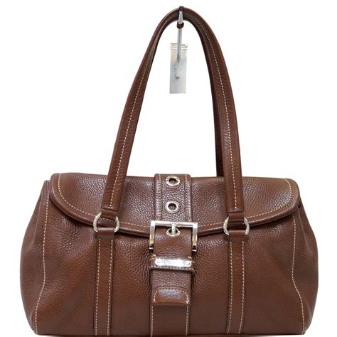 prada purse brown tassel|prada brown leather bag.